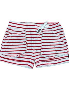 Molo Kids Red and White Striped Knit Drawstring Shorts